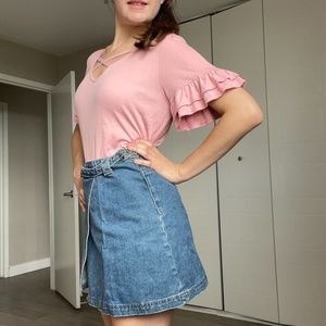 Denim wrap skirt